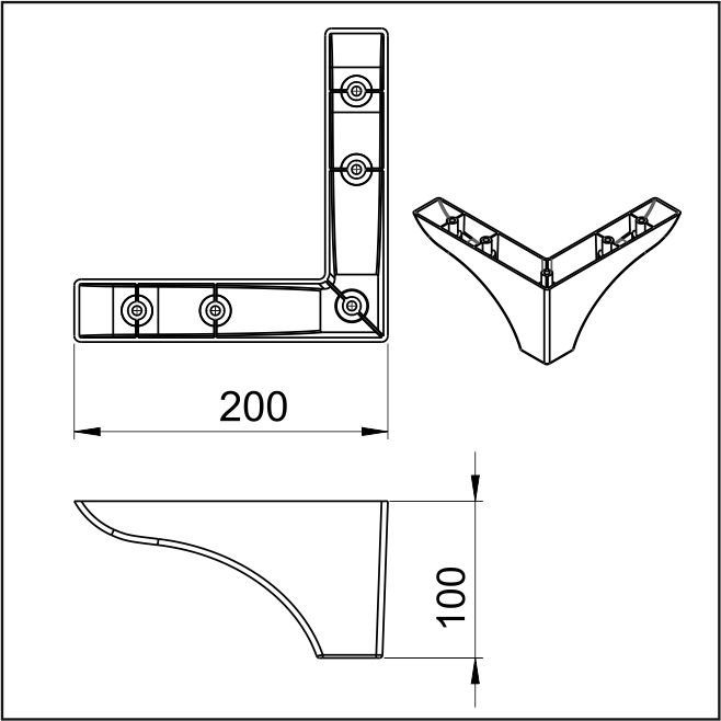 Picior Bergere 20*20*10 Crom VA 242-01 Picior Bergere 20*20*10 Crom VA 242-01
